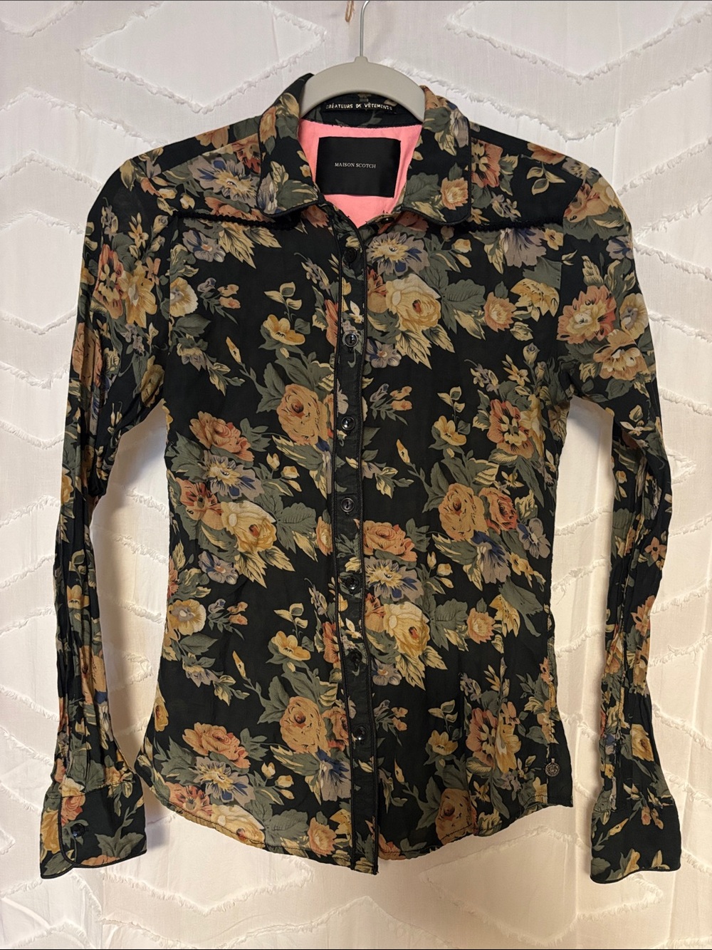 Maison Scotch Black Floral Button-Down Shirt